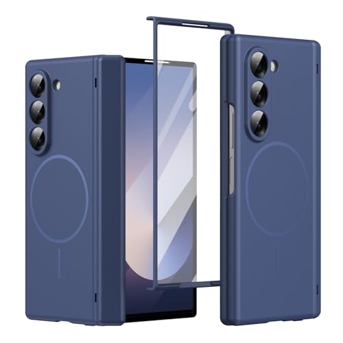 FLURIKA for Samsung Galaxy Z Fold 6 �P�[�X �q���W�ی�@�\�t�� [MagSafe�Ή�] �X�N���[���v���e�N�^�[���� �}�O�l�b�g�� �����^ ���h�~ �n�[�h�o�b�N �ϏՌ��P�[�X, Blue