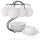 🧽 【Fácil de Limpiar y Colocar】 --- Gracias a los materiales de alta calidad, nuestros tazas cafe son muy fáciles de limpiar y se pueden usar de forma segura en microondas, hornos, lavavajillas y refrigeradores. El portavasos de hierro incluido le facilita la tarea de ordenar la cocina, lo que le da más tiempo para hacer lo que le gusta hacer.