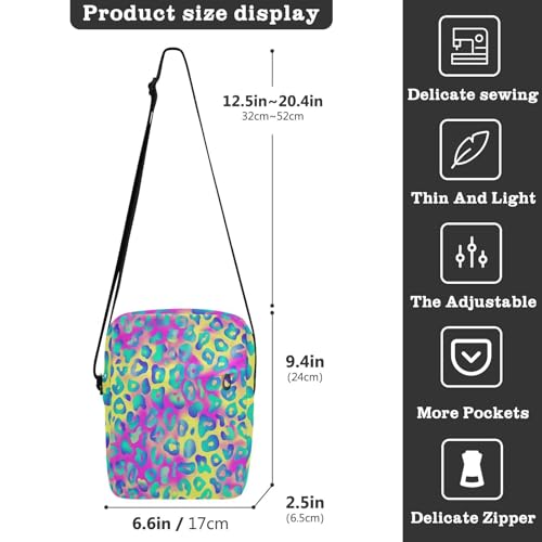 cute messenger bag Small Crossbody Bags For Women Women's Purse Adjustable Strap for Outdoor Daily Outdoor Daily- Leopard Rainbow Color3