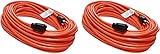 Otimo 100 Ft 16/3 SJTW Orange, 2-Pack Outdoor Extension Cord - 3 Prong Ground Plug, 10A 1250W, Water & Weather Resistant, Flame Retardant