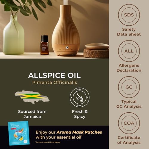 Image of 100% Pure Allspice Essential Oil - 0.34 Fl Oz - Allspice Oil for Hair, Skin, Diffuser, Aromatherapy & DIY Candle Making Scent
