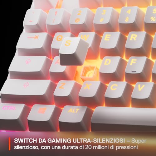 Apex 3 TKL - Tastiera Gaming Blanco - Fattore di forma compatto senza tastierino - Illuminazione RGB a 8 zone - Resiste ad acqua e polvere - Switch da gaming super silenziosi - DE QWERTZ - Tastiera gaming - Immagine 4