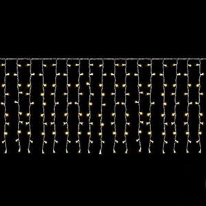 Salcar Led-lichtgordijn, 3, 5, 6 of 10 m, inclusief 3 m stroomkabel, decoratief lichtsnoer met 200 of 400 spatwaterdichte leds, veilige 31V-netadapter, 8 modi en geheugenfunctie, warmwit, 6m