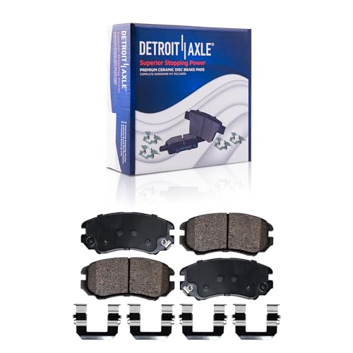 Image of Detroit Axle - Brake Kit for 2.4L 2008 2009 Hyundai Sonata Drilled Slotted Disc Brake Rotors 2009 Front Rear Ceramic Brakes Pads Replacement 11.02 inch inch Front and 10.31 inch inch Rear Rotors