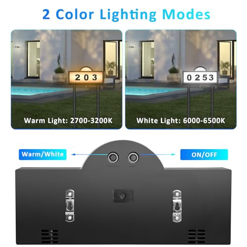 Solar Address Signs for Yard, Solar Powered Address Sign with Warm White & Cold White, IP65 Waterproof Solar House Numbers for Outside, LED Illuminated Plaques Wall Mounted & In Ground by GEYUEYA Home - Image 5