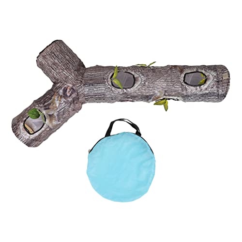 EVTSCAN Y Shape Cat Tunnels, with Storage Bag, Interactive Peek Hole Pet Tube Toys, Collapsible Tube with Ball Maze Cat House
