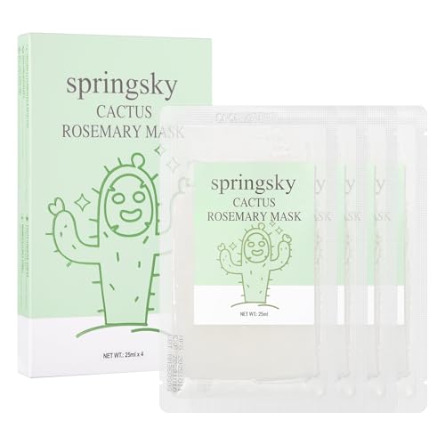 SPRINGSKY Cactus Cica Hydrating Face Sheet Mask - Korean Skincare Facial Masks with Rosemary & Centalla, All Skin Types Friendly, Gentle Soothing for Dry Sensitive Skin, Face Mask Gifts