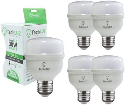 Kit 5 Lâmpadas Led Bulbo 30w Alta Potência Bivolt- Techluz (Branc...