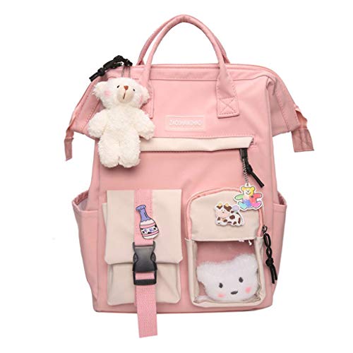 Cuawan Backpack for School Girl's Cute Candy Colors Backpacks Fancy High School Bags for Teenage Girl,Kids for 3-10 Years Boys Girls, Pink