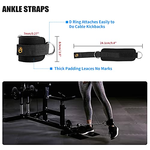 Antelife Combo Triceps Pull Down Attachment, Cable Machine Accessories For Home Gym, Lat Pull Down Attachment With Multi-Option: V-Handle,Tricep Rope, Exercise Handle, V-Shape Bar, Ankle Strap #TOP5