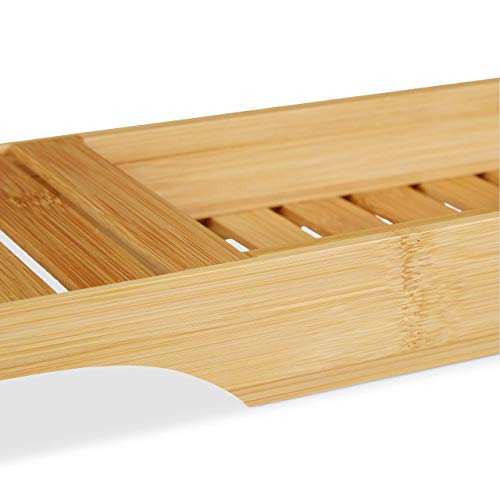 Relaxdays Badkuiprek bamboe, rooster h x b x d: 4,5 x 68,5 x 14,5 cm badkuipbrug, plank, hout, badkuiptablet, naturel - Image 5