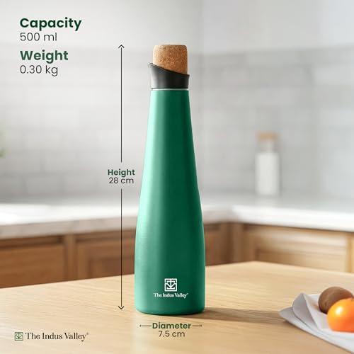 Image of The Indus Valley Double Wall Stainless Steel Vacuum Insulated Narrow Water Bottle | 500 ml | Leak-Proof Lid, Rust-Proof | for School, Office & Gym