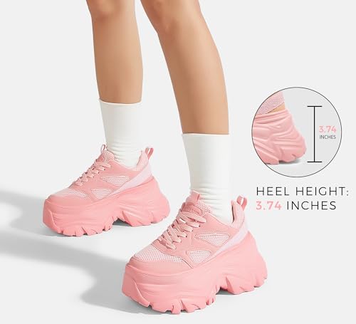 LUCKY STEP Women's Glitter Chunky Sneakers Breathable Mesh Dad Sneakers Fashion Casual Sparkly Bling Walking Shoes(7 M US Pink) LUCKY STEP Women's Glitter Chunky Sneakers Breathable Mesh Dad Sneakers Fashion Casual Sparkly Bling Walking Shoes(7 M US Pink) - Image 7