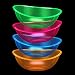 Set of 4 - Oval Plastic Contoured Serving Neon Bowls, Party Snack or Salad Bowl, 80-Ounce, Assorted Colors,