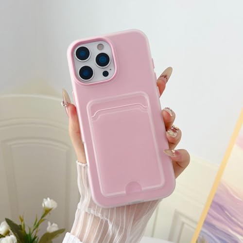 Coque TPU souple iPhone 15 rose mat étui portefeuille antichoc