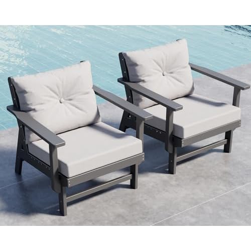 GREENVINES Outdoor-Couch-Set-of-2 | HDPE Plastic | Patio Sectional Conversation Sets | All Weather Couches | Sofa with Detachable Armrests | for Porch