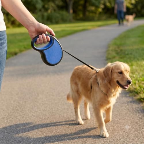 Image of Cawypety Retractable Dog Leash, 16ft /5M Heavy Duty Extendable Dog Walking Lead | One-Hand Brake & Lock, 360 Tangle-Free | Durable Pet Leash with Ergonomic Anti-Slip Handle for All Small,Large Breeds