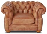 Altezza: 80 cm Casa Padrino Poltrona Chesterfield di Lusso in Pelle 125 x 100 x A. 80 cm - Diversi Colori - Poltrona da Soggiorno in Vera Pelle - Mobili da Soggiorno Chesterfield, Pelle di Colore:Vintage Gold