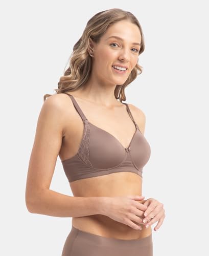 Image of Jockey 1816 Women Wirefree Padded Soft Touch Microfiber Elastane Stretch Full Coverage T-Shirt Bra with Lace Styling