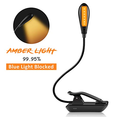 Amber Book Light for Reading in Bed | Clip On Reading Light to