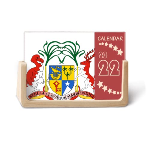 Calendrier de bureau 2022 Maurice avec emblème national 12 mois pour organiser l'année