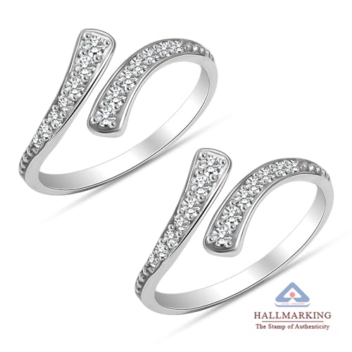 Image of TRUESILVER ACPL 925 Sterling Silver Toe Rings for Women (Adjustable) BIS Hallmarked Multi-Design Bichiya | Pure Chandi Foot Jewelry | Gift for Mom, Anniversary, Birthday