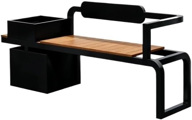Garden Bench with Planters Outdoor Multifunctional Seat with Planting Pot