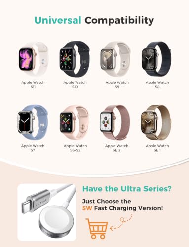 Image of 2026 Upgraded USB C for Apple Watch Charger Magnetic Fast Charging Cable Portable Wireless Charging Compatible with iWatch Series 11 /10 /9 /8 /7 /6 /5 /4 /3 /2