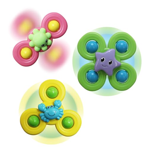 3PCS Suction Cup Spinner Toys for 3 Year Old Baby Boy,Novelty Spi...