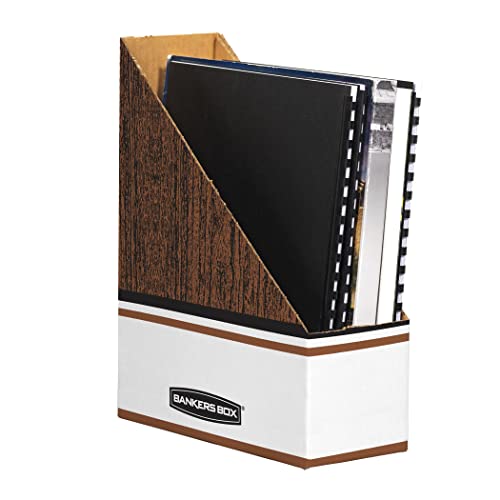 Bankers Box 07223 Corrugated Cardboard Magazine File, 4 X 9 X 11 1/2, Wood Grain (Case Of 12), White, 1 Lb #TOP3