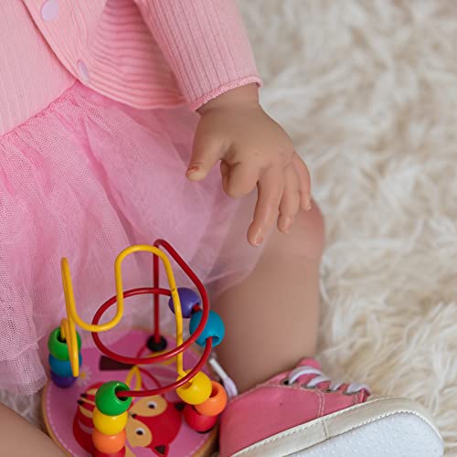 60CM Große Größe Reborn Kleinkindpuppe Mädchen Weicher Stoffkörper Lächle Glücklich Reborn Babypuppe Knuddelig… – Bild 5