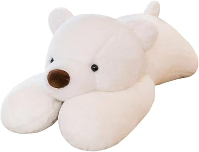 YWLETO ベア抱き枕 -大きいくまのぬいぐるみ、ふわふわしろくま、愛らしいヌイグルミ (80cm,白)