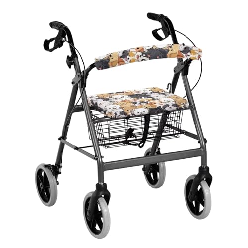 Image of Cute Dog Rollator Accessories Soft Rollator Walker Seat and Backrest Covers Universal Soft Walkers Seat Covers for Seniors Women Men
