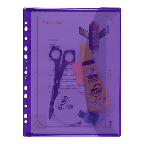 Oxford Dokumenten-Mappen A4, Taschen mit Klett-Verschluss, zum Abheften, sortiert, 6er Pack, 400099574, mehrfarbig