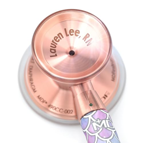 Image of MDF Instruments Baby Mermaid Rosegold ProCardial Cardiology Stethoscope, Lightweight Titanium, Adult, Dual Head, Baby Mermaid Tube, Rosegold Chestpiece-Headset, MDF797TBMRG