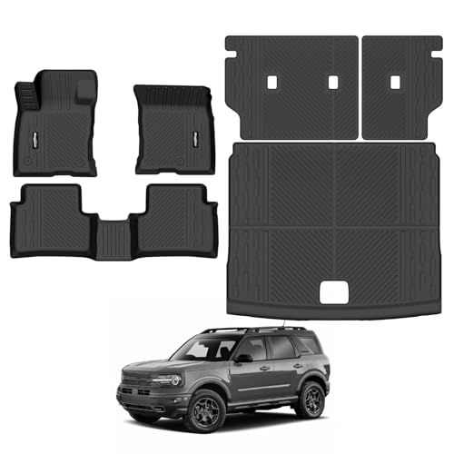 Bingoliner Floor Mats for Ford Bronco Sport 2021-2025 2026(Not for Bronco or 4 Door), Trunk Mat and Backrest Mat All Weather TPE Protector for Ford Bronco Sport Accessories