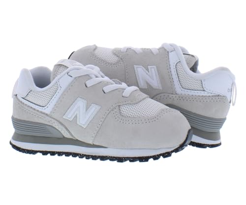 Image of New Balance 574 Bungee Lace Infant /Toddler Shoes Size 6, Color: Grey /White