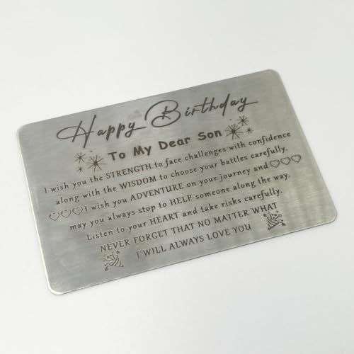 Happy Birthday Gifts Engraved Wallet Card For Son From Mom, Dad - I Will Alway Love You, Gifts Ideas For Teens Teenager, 10 11 12 13 14 15 16 17 18 19 20 21 Year Old Boy Birthday2