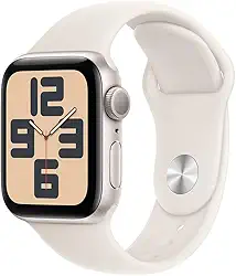 Apple Watch SE GPS • Caixa estelar de alumínio – 40 mm • Pulseira esportiva estelar – P/M