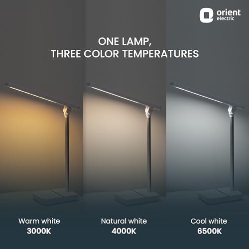 Image of Orient Electric 3W Rechargeable LED Linear Desk Lamp with 3 Grade Dimming Light | Adjustable Table Lamp for Study |3 in 1 Color Changing (Cool White, Warm White & Natural Light) | Pack of 1