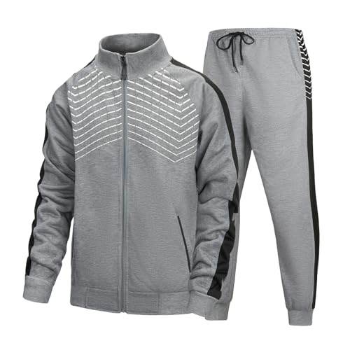 Image of LBL Leading the Better Life Men's Sweat Suit 2 Piece Outfit Casual Contrast Sports Jogging Tracksuits Set