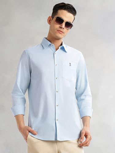 Image of Thomas Scott Mens Cricket Club Collection Slim Fit Casual Shirt | 100% Cotton Ripstop Fabric | Long Sleeves | Spread Collar | Solid Design
