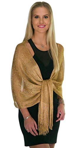 Shineglitz Shawls And Wraps For Evening Dresses, Metallic Glitter Shawls For Women, Sparkling Wedding Metallic Gold Shawl Gift #TOP5