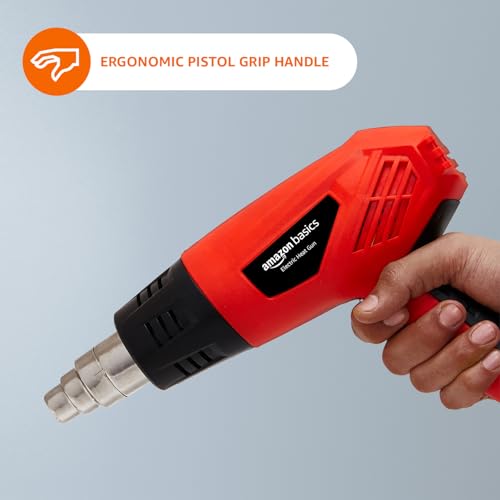 Image of Amazon Basics 2000W Heat Gun | Dual Temperature & Airflow Control | ABS Body | Heavy-Duty Hot Air Gun for Paint Removal, Plastic Welding & Shrinking | Red