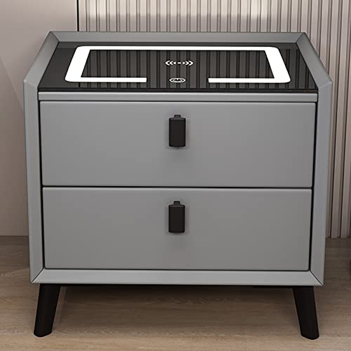 Table de chevet intelligente en gris foncé, finition premium avec éclairage LED variable - 2