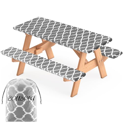 Nappe de camping en vinyle imperméable avec élastique pour table et bancs extérieurs - 2