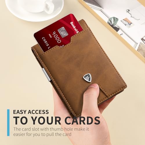 Image of RUNBOX Mens Slim Wallet with Money Clip RFID Blocking Bifold Credit Card Holder for Men with Gift Box