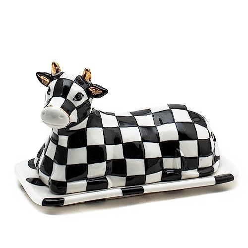 Mackenzie-Childs Cow Creamery Butter Dish, Ceramic Serving Dish With Lid For Butter #TOP29