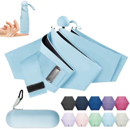 LILAC Mini Regenschirm Leicht & Kompakt, UPF 100+ UV-Schutz Taschenschirm | Für Damen, Herren & Kinder. 90cm Spannweite. Inkl. Hartschalen-Etui & Karabiner. Ideal als Kleiner Reise