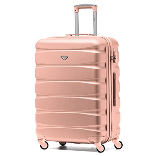 Flight Knight Lightweight 4 Wheel ABS Hard Case Medium Suitcase Approved for Over 100 Airlines Including easyJet, British Airways, Ryanair, Jet2, Emirates & Many More - Check-in Medium Size 25"